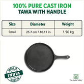 Pre-Seasoned Black Cast Iron Tawa For Dosa, Chapathi - 25.7cm, 10 Inch, 2 Kg | Induction Friendly, Naturally Nonstick, 100% Pure & Toxin-Free, No Chemical Coating